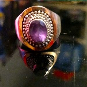 18K gold & sterling silver amethyst ring